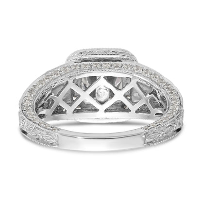 14K White Gold Peg Set Simulated Diamond Cushion HaloEngagement Ring
