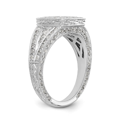 14K White Gold Peg Set Simulated Diamond Cushion HaloEngagement Ring