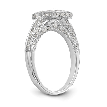 14K White Gold Peg Set Simulated Diamond Cushion HaloEngagement Ring