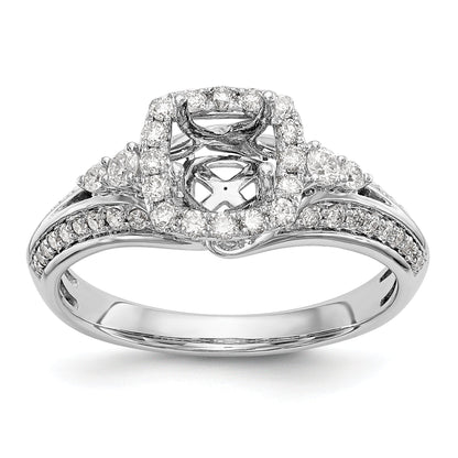 14K White Gold Simulated Diamond Cushion HaloEngagement Ring