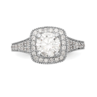 14K White Gold Simulated Diamond Cushion Halo Engagement Ring