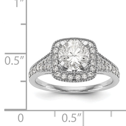 14K White Gold Simulated Diamond Cushion Halo Engagement Ring