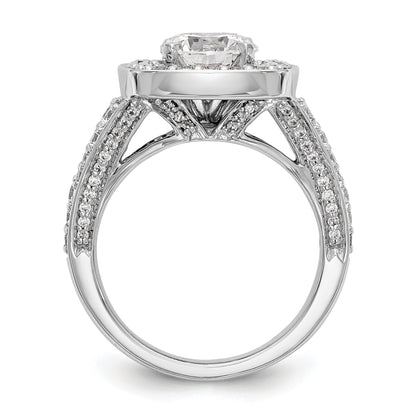 14kw Peg Set Simulated Diamond Cushion HaloEngagement Ring