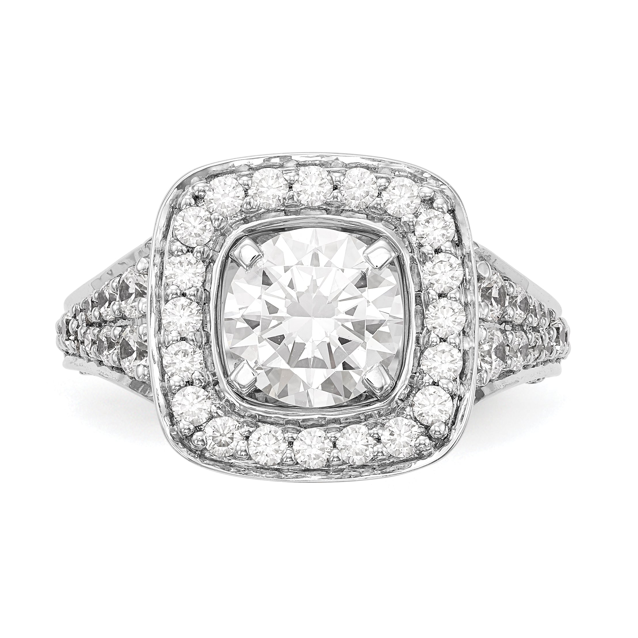 14kw Peg Set Simulated Diamond Cushion HaloEngagement Ring