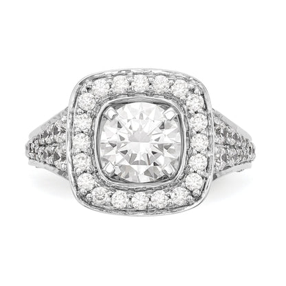 14kw Peg Set Simulated Diamond Cushion HaloEngagement Ring