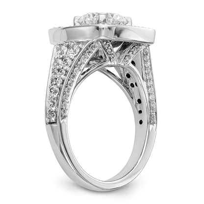 14kw Peg Set Simulated Diamond Cushion HaloEngagement Ring