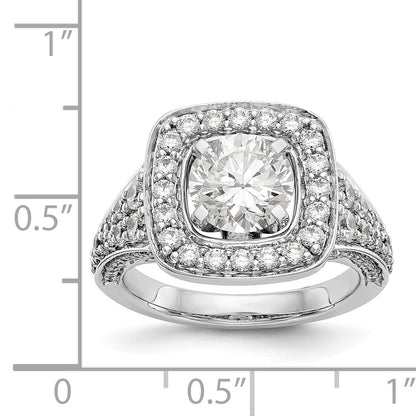14kw Peg Set Simulated Diamond Cushion HaloEngagement Ring