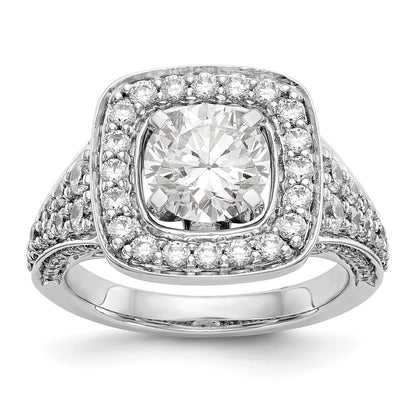14kw Peg Set Simulated Diamond Cushion HaloEngagement Ring