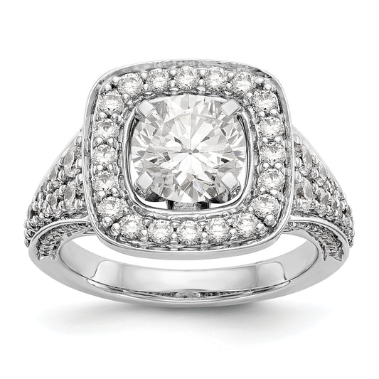 14kw Peg Set Simulated Diamond Cushion HaloEngagement Ring