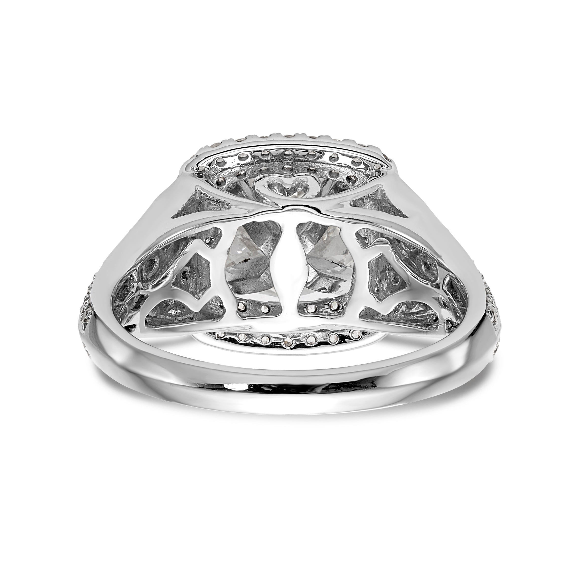 14kw Peg Set Simulated Diamond Cushion Halo Engagement Ring