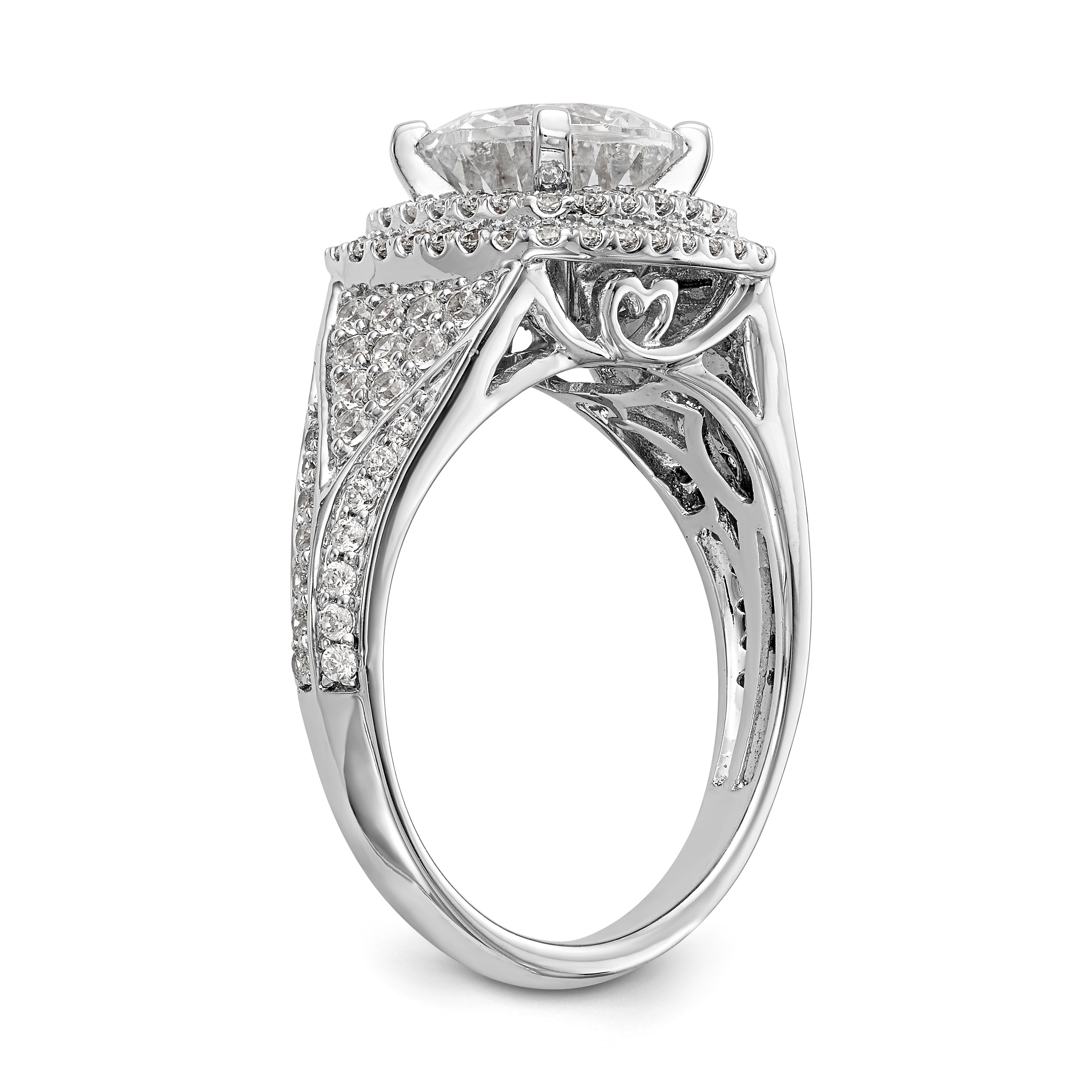 14kw Peg Set Simulated Diamond Cushion Halo Engagement Ring