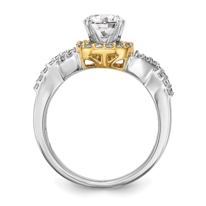 14ktt Peg Set Simulated Diamond Halo Engagement Ring