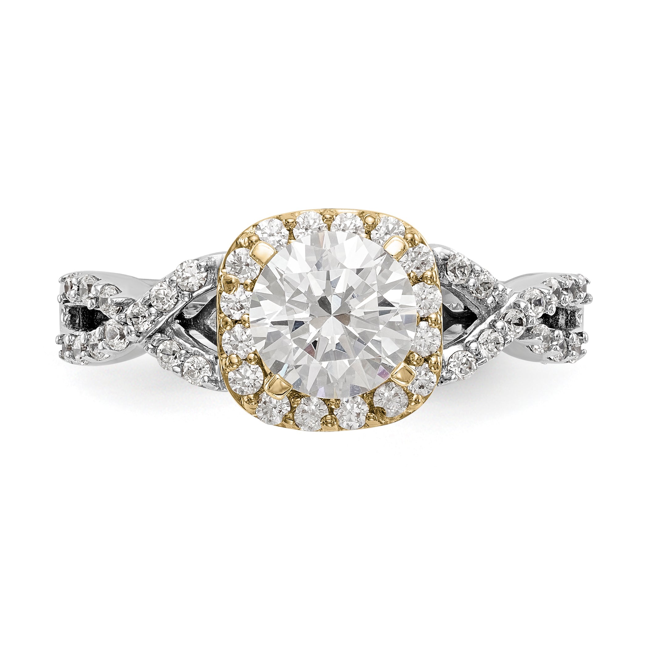 14ktt Peg Set Simulated Diamond Halo Engagement Ring
