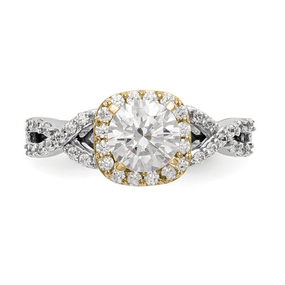 14ktt Peg Set Simulated Diamond Halo Engagement Ring