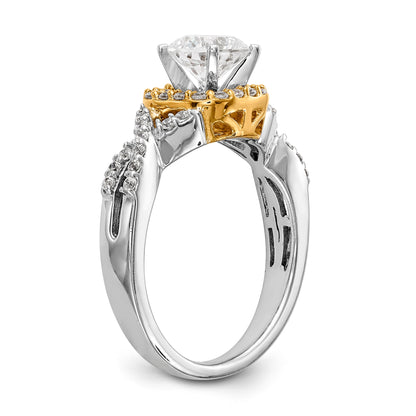 14ktt Peg Set Simulated Diamond Halo Engagement Ring
