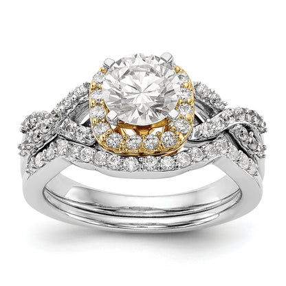 14ktt Peg Set Simulated Diamond Halo Engagement Ring