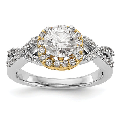 14ktt Peg Set Simulated Diamond Halo Engagement Ring