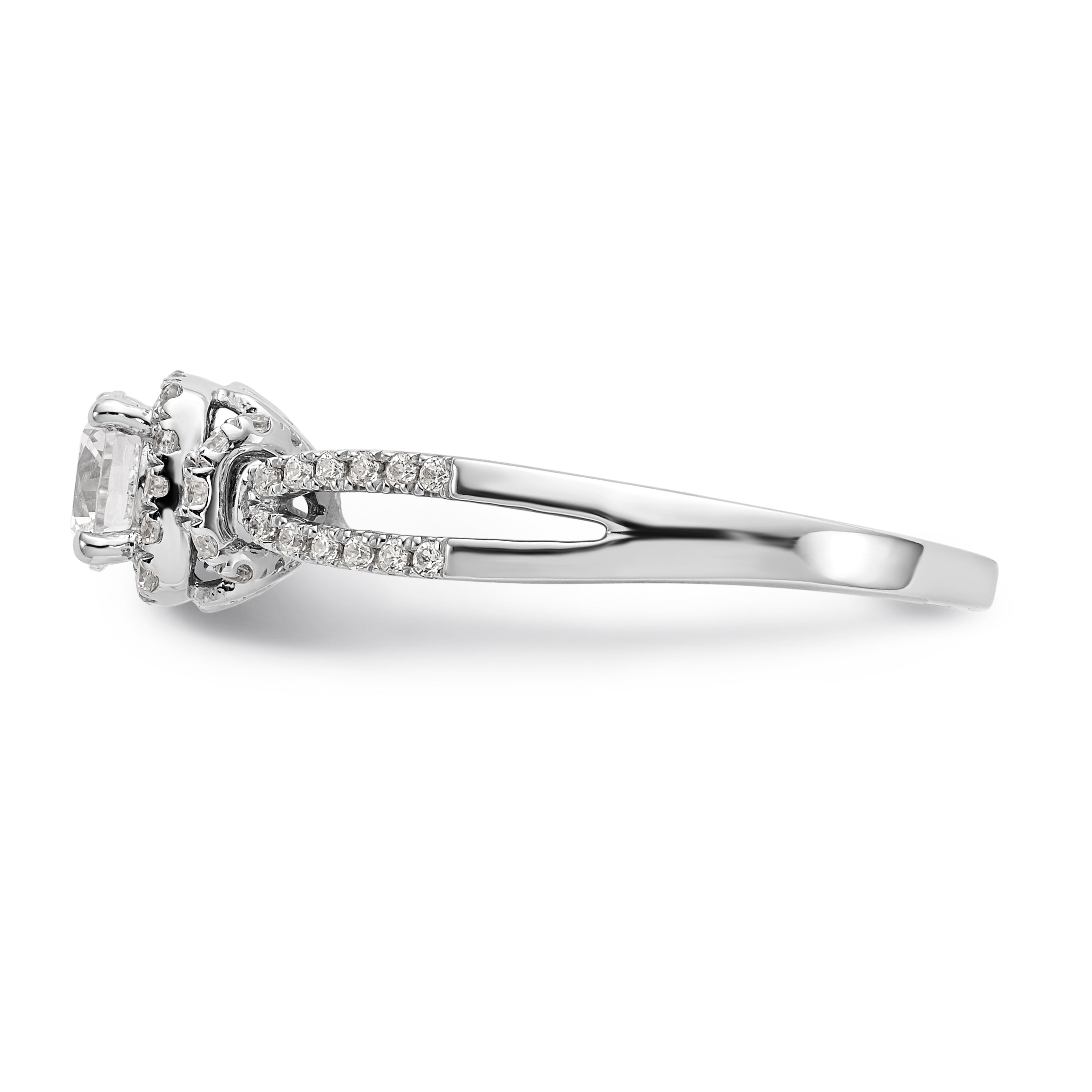 14K White Gold Simulated Diamond Halo Engagement Ring