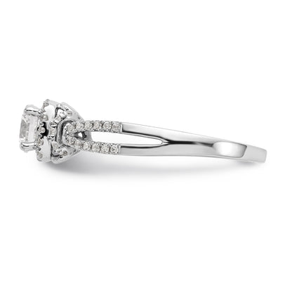 14K White Gold Simulated Diamond Halo Engagement Ring