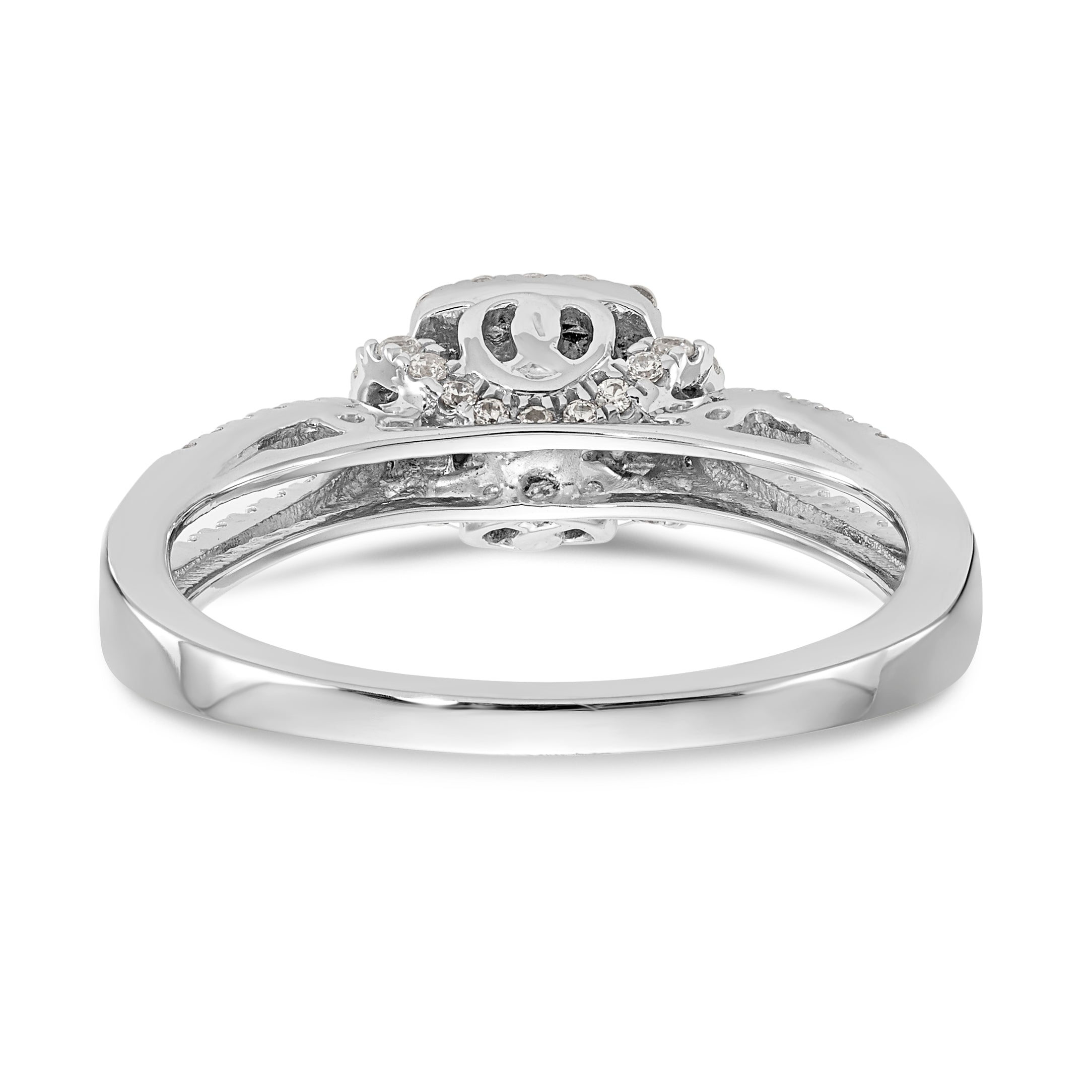 14K White Gold Simulated Diamond Halo Engagement Ring