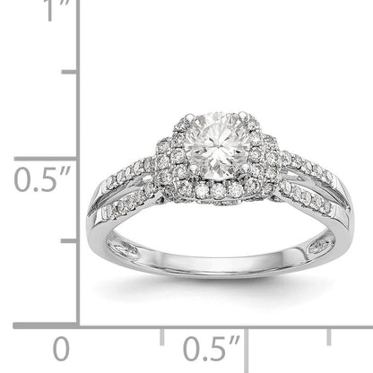14K White Gold Simulated Diamond Halo Engagement Ring