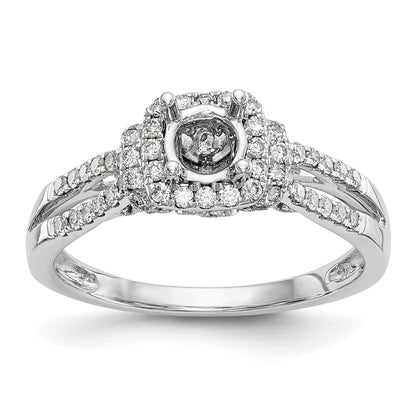 14K White Gold Simulated Diamond Halo Engagement Ring