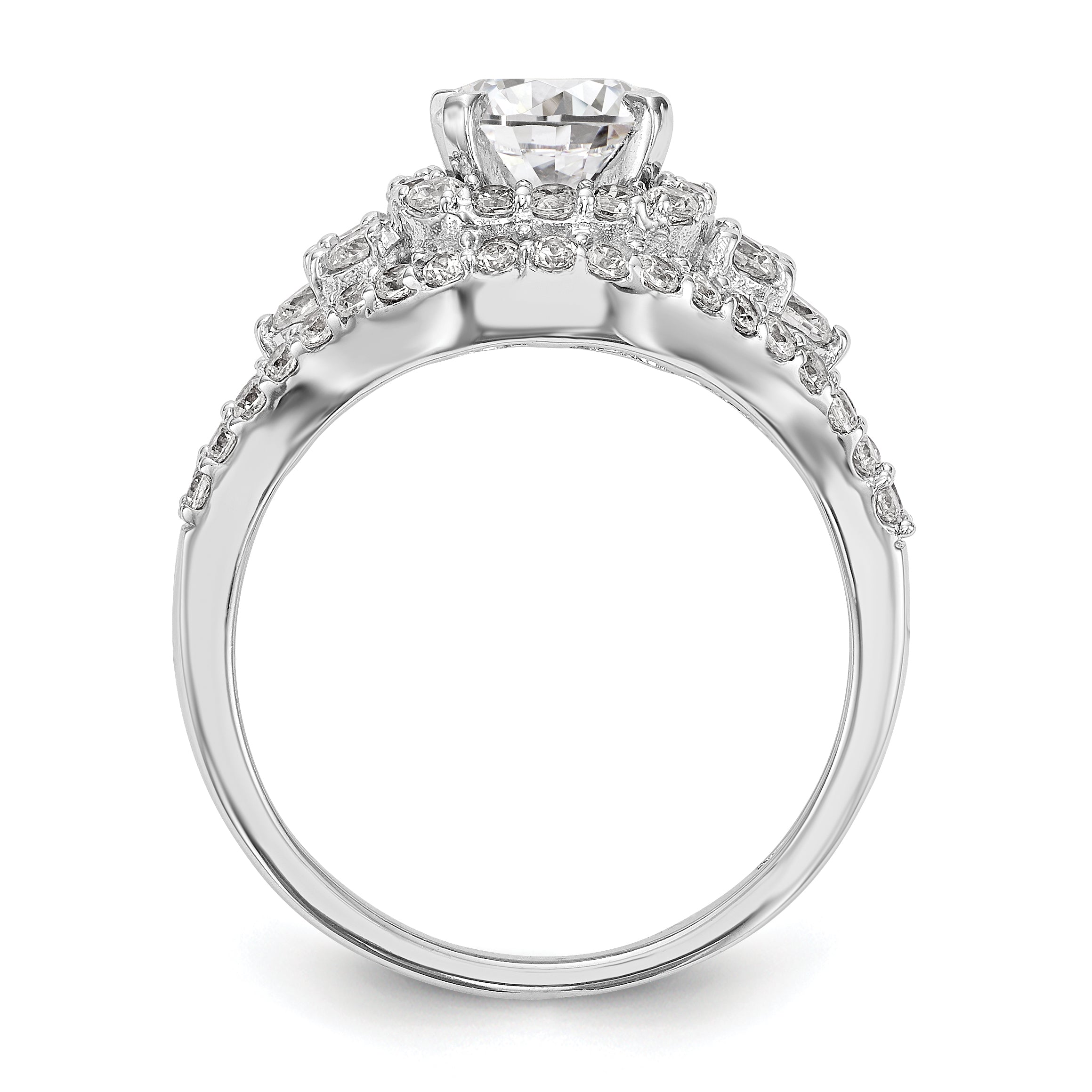 14kw Peg Set Simulated Diamond Halo Engagement Ring