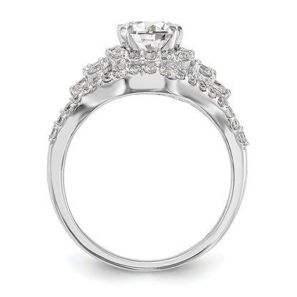 14kw Peg Set Simulated Diamond Halo Engagement Ring