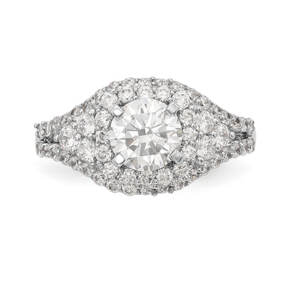 14kw Peg Set Simulated Diamond Halo Engagement Ring