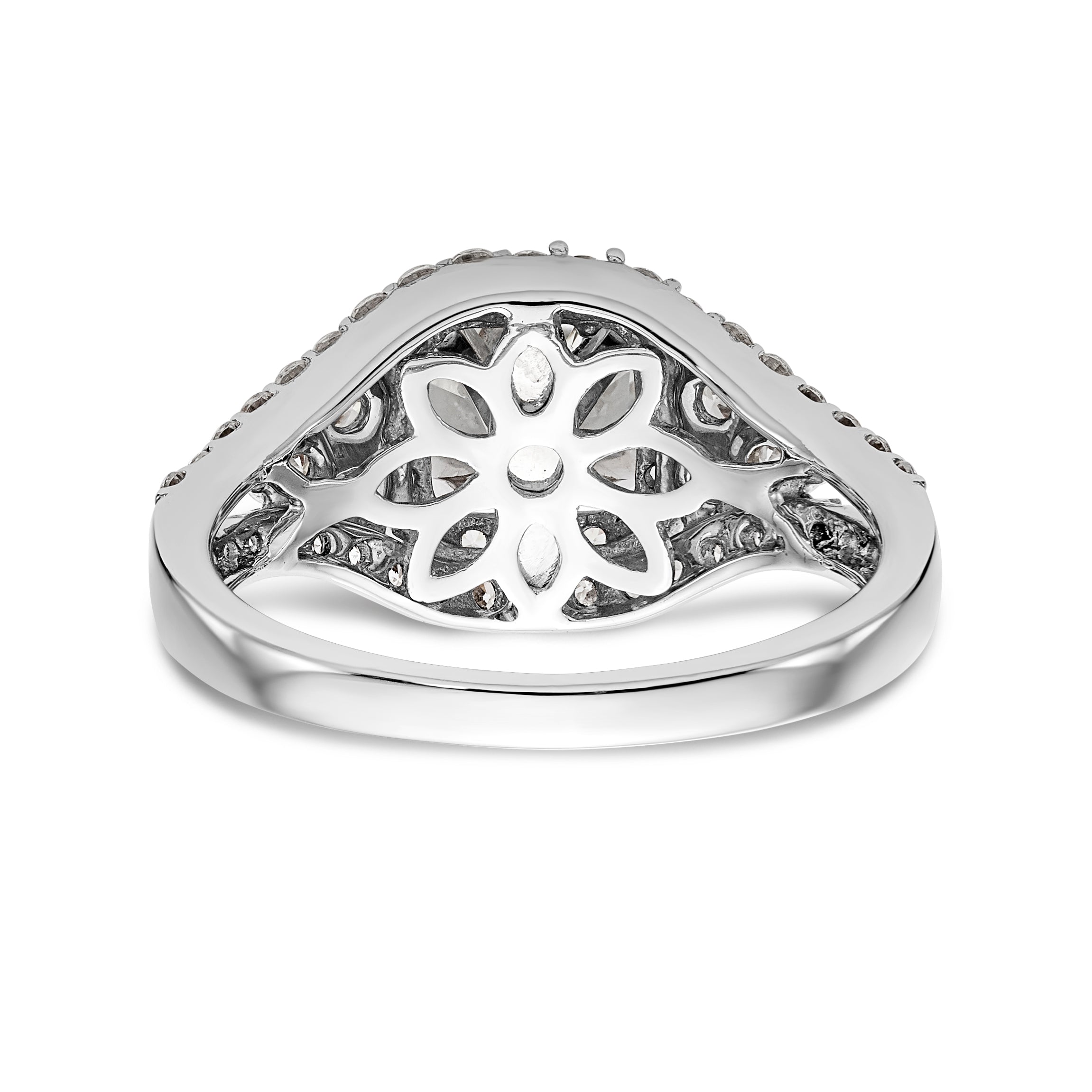 14kw Peg Set Simulated Diamond Halo Engagement Ring