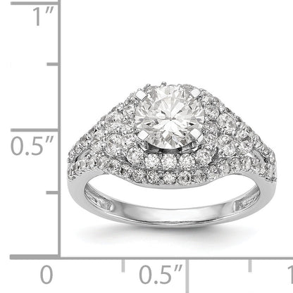 14kw Peg Set Simulated Diamond Halo Engagement Ring