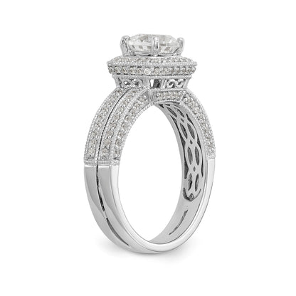 14kw Round Simulated Diamond Cushion Halo Engagement Ring