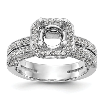 14kw Round Simulated Diamond Cushion Halo Engagement Ring