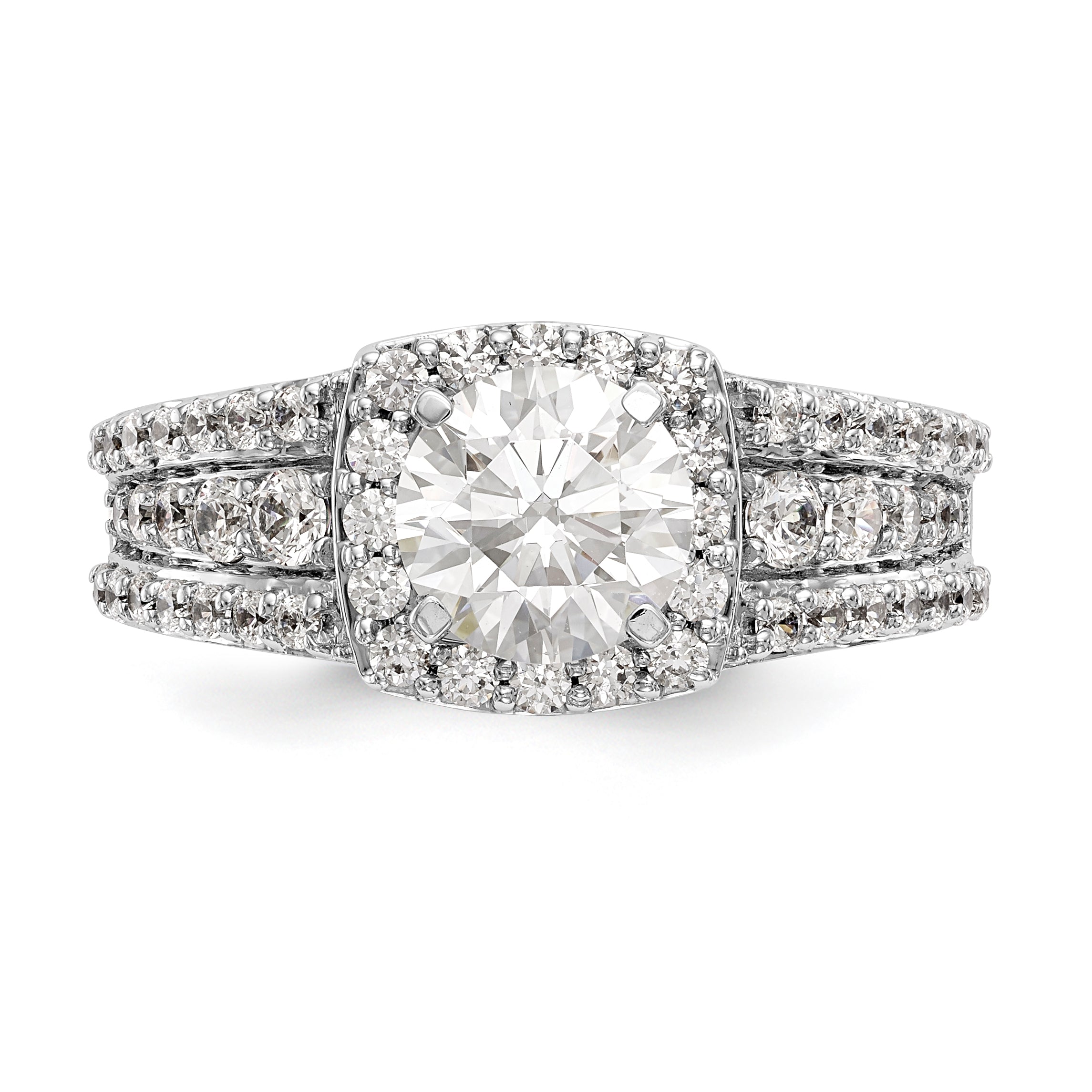 14kw Peg Set Simulated Diamond Cushion Halo Engagement Ring