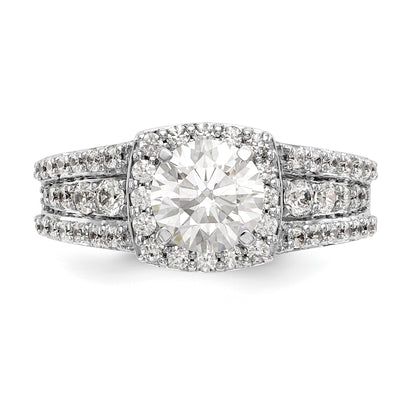 14kw Peg Set Simulated Diamond Cushion Halo Engagement Ring