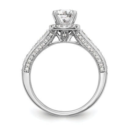 14kw Peg Set Simulated Diamond Fancy Halo Engagement Ring