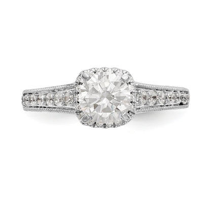 14kw Peg Set Simulated Diamond Fancy Halo Engagement Ring