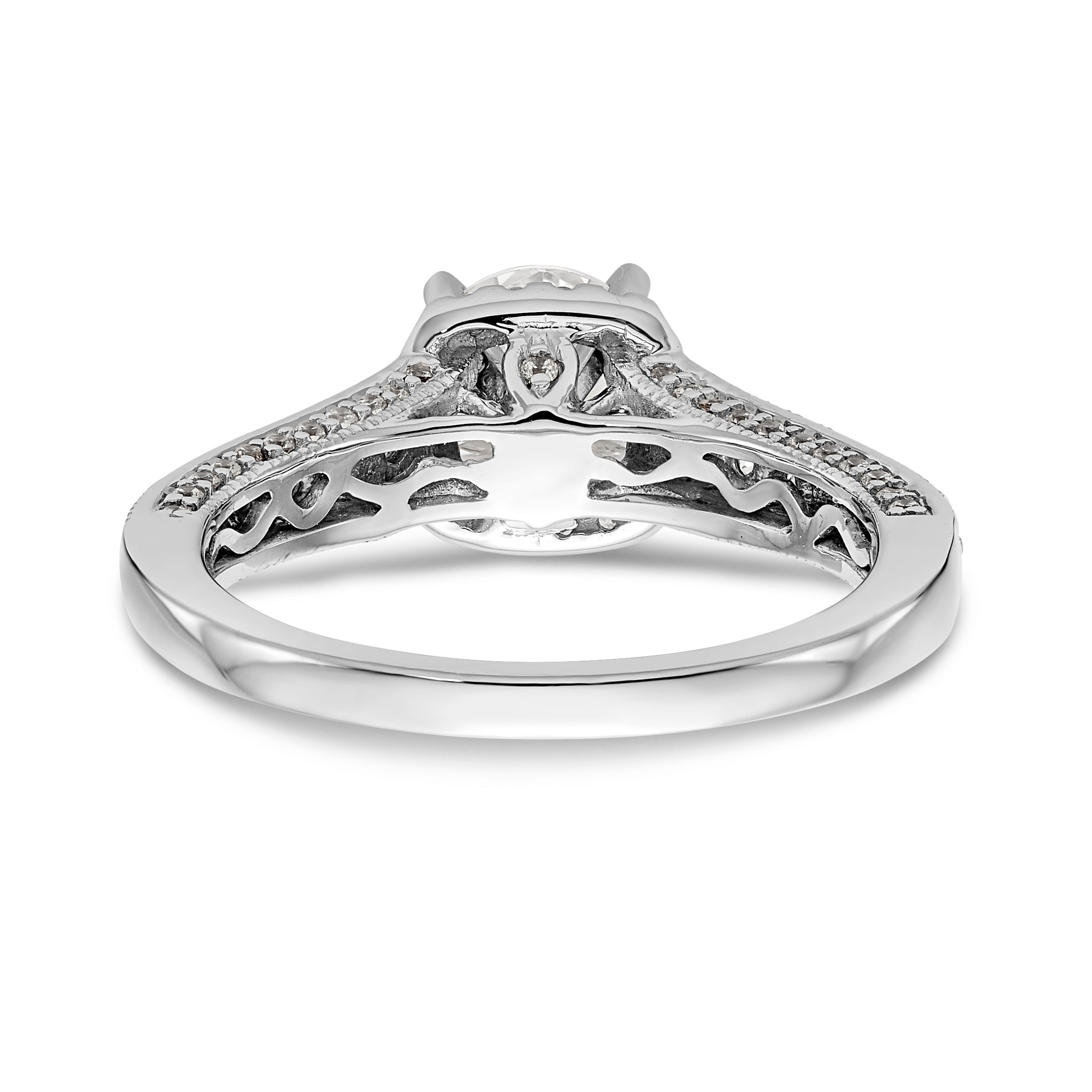 14kw Peg Set Simulated Diamond Fancy Halo Engagement Ring