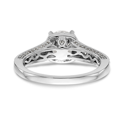 14kw Peg Set Simulated Diamond Fancy Halo Engagement Ring