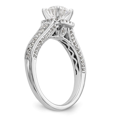 14kw Peg Set Simulated Diamond Fancy Halo Engagement Ring