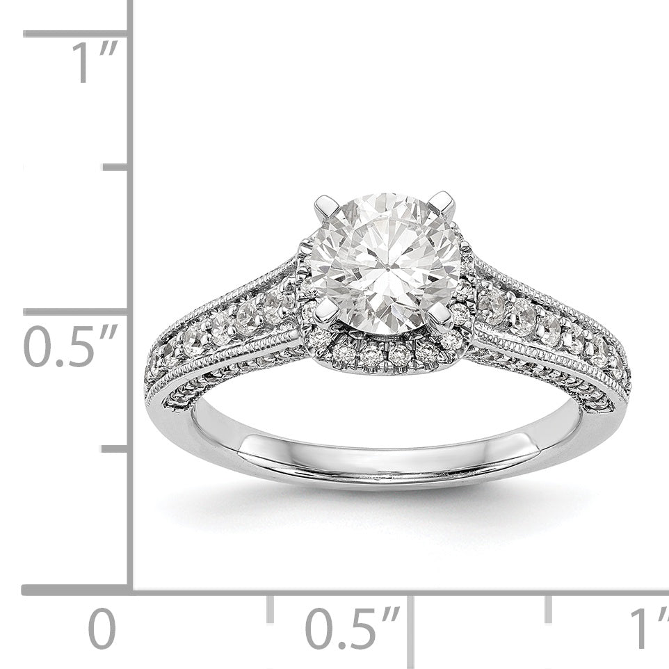 14kw Peg Set Simulated Diamond Fancy Halo Engagement Ring