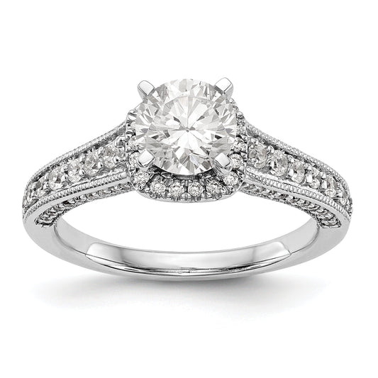 14kw Peg Set Simulated Diamond Fancy Halo Engagement Ring