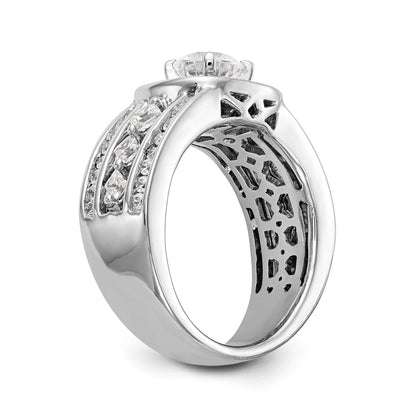 14kw Peg Set Simulated Diamond Fancy Halo Engagement Ring