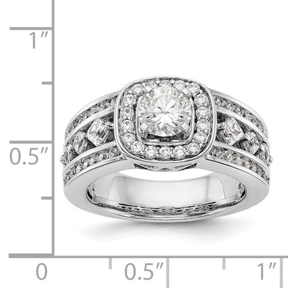 14kw Peg Set Simulated Diamond Fancy Halo Engagement Ring
