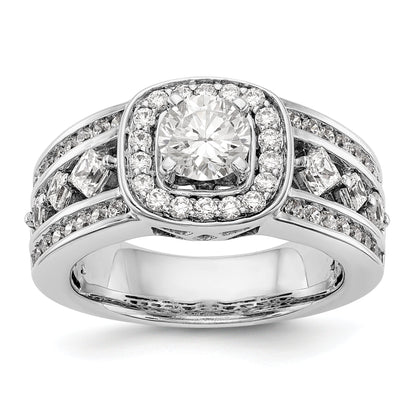 14kw Peg Set Simulated Diamond Fancy Halo Engagement Ring