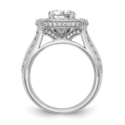 14kw Peg Set Simulated Diamond Cushion Halo Engagement Ring