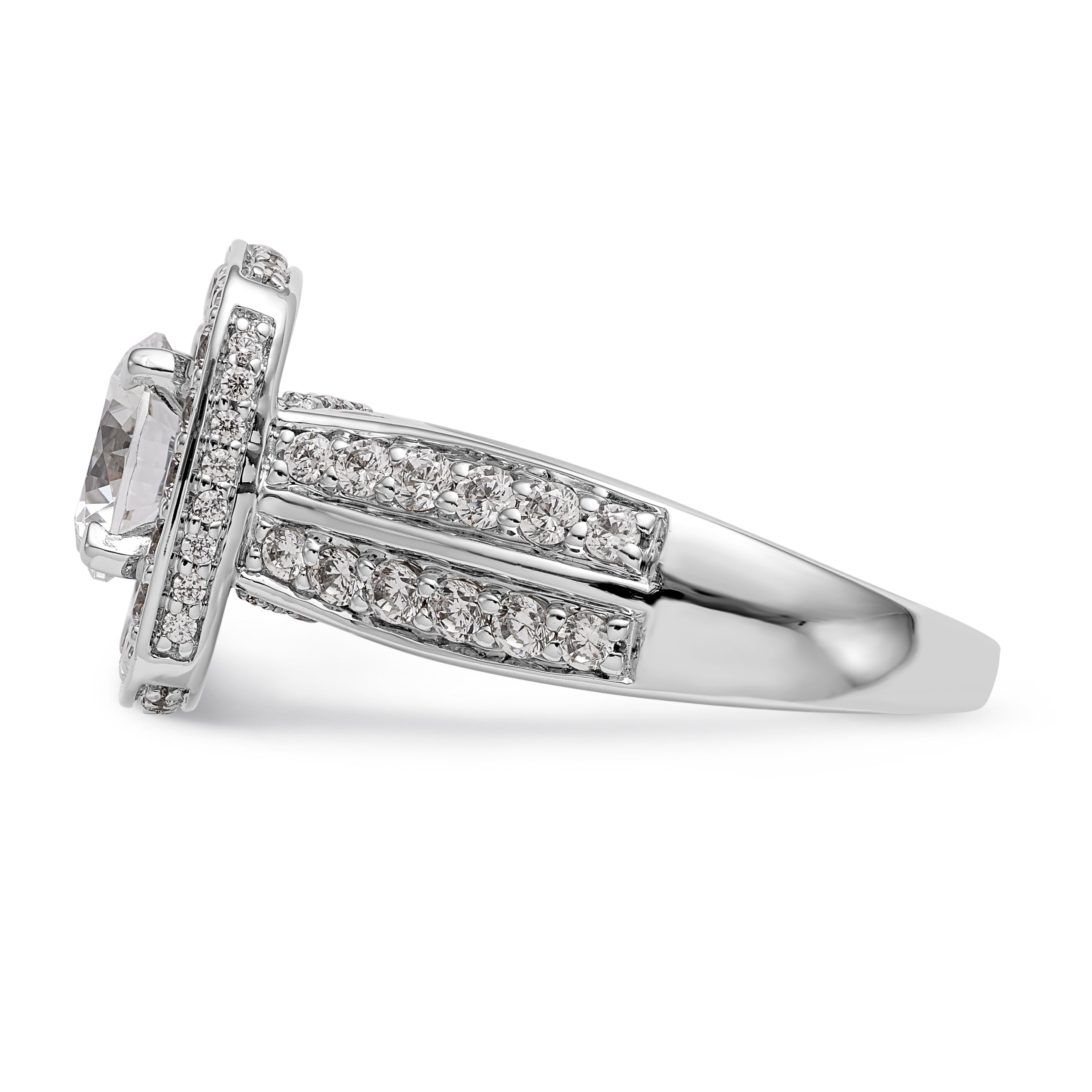 14kw Peg Set Simulated Diamond Cushion Halo Engagement Ring