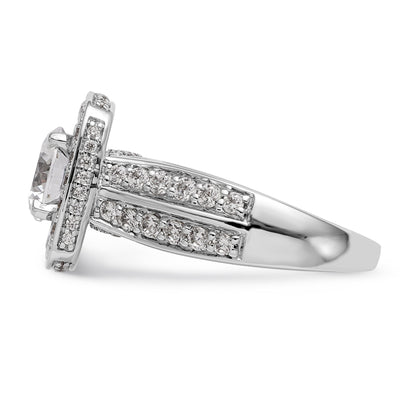 14kw Peg Set Simulated Diamond Cushion Halo Engagement Ring