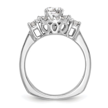 14kw Peg Set Simulated Diamond Fancy Halo Engagement Ring