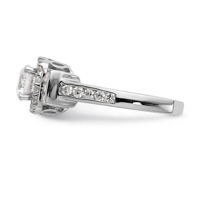 14kw Peg Set Simulated Diamond Fancy Halo Engagement Ring